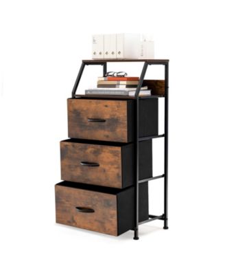 Freestanding Cabinet Dresser with Wooden Top Shelves