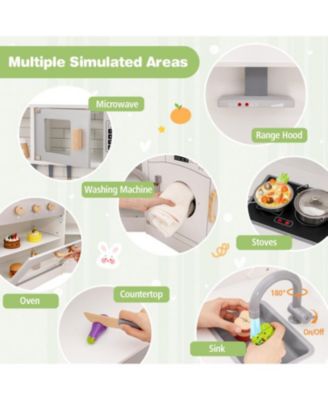 Corner Kids Play Kitchen with Washing Machine & Ice Maker Perfect Gift for Creative Play