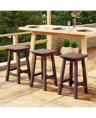 24" HDPE Outdoor Patio Counter High Backless Square  Set of 3