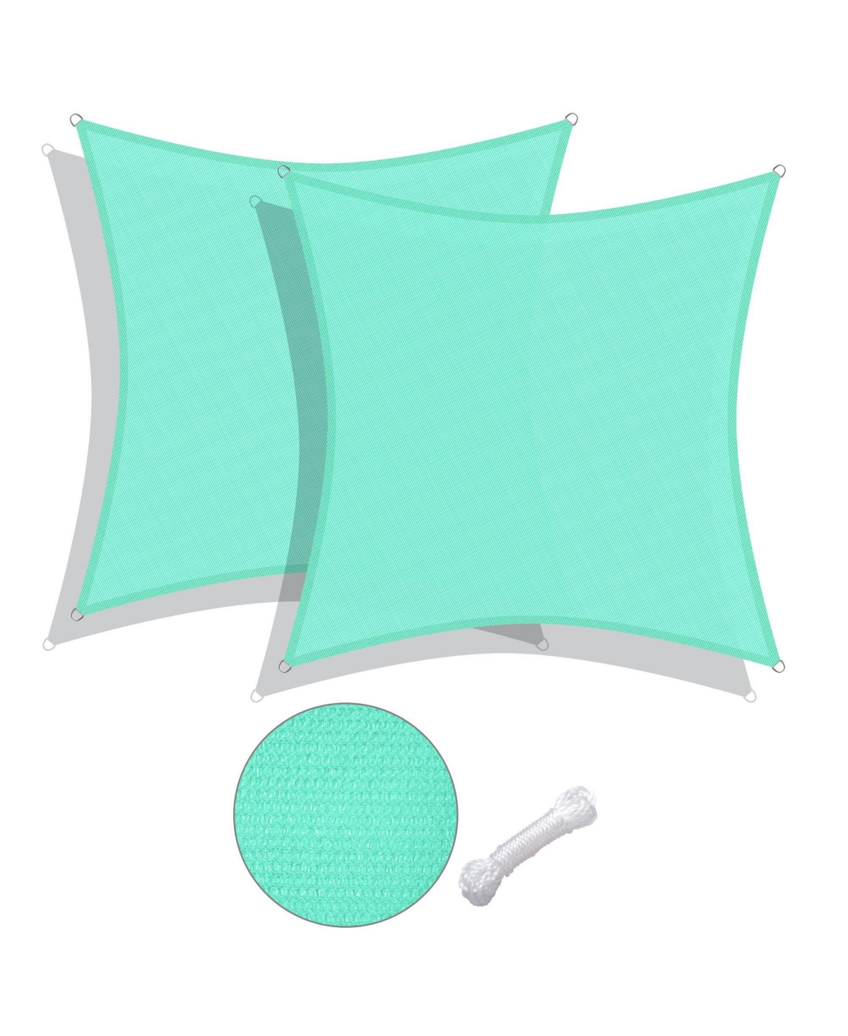 12x12 Ft 95% Uv Block Square Sun Shade Sail Outdoor Patio Pool Cover Net 2Pack - Watermelon red