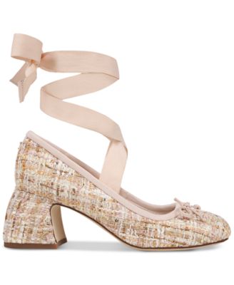  Della Lace-Up Block-Heel Ballet Pumps