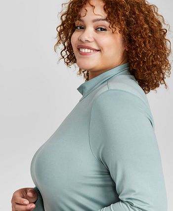 Plus Size Mock Neck Long Sleeve Knit Top