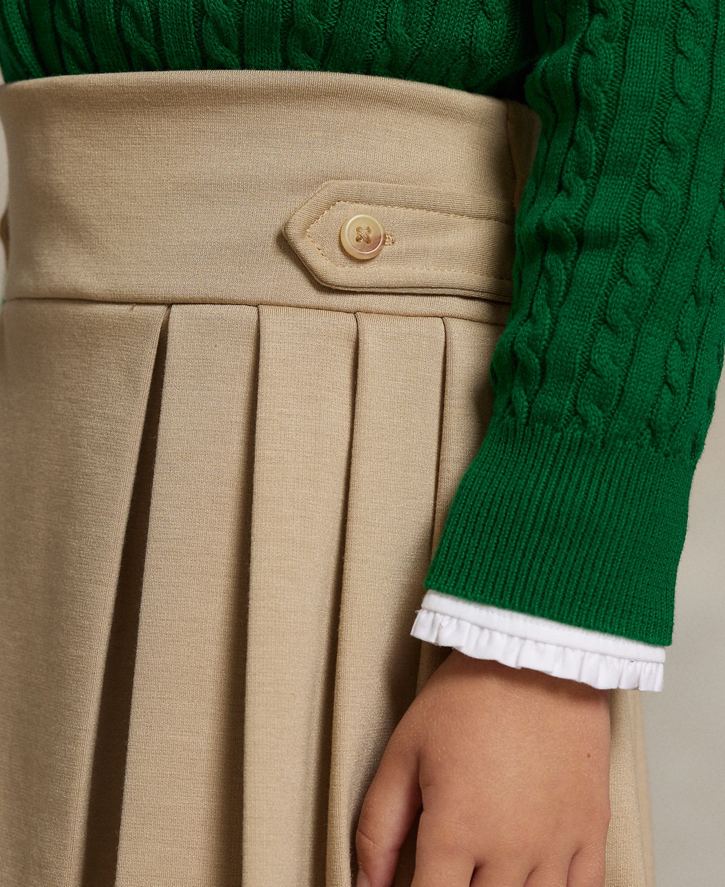 Юбка-шорты Polo Ralph Lauren Pleated Ponte Skort для девочек, цвет: Хаки — фото 4