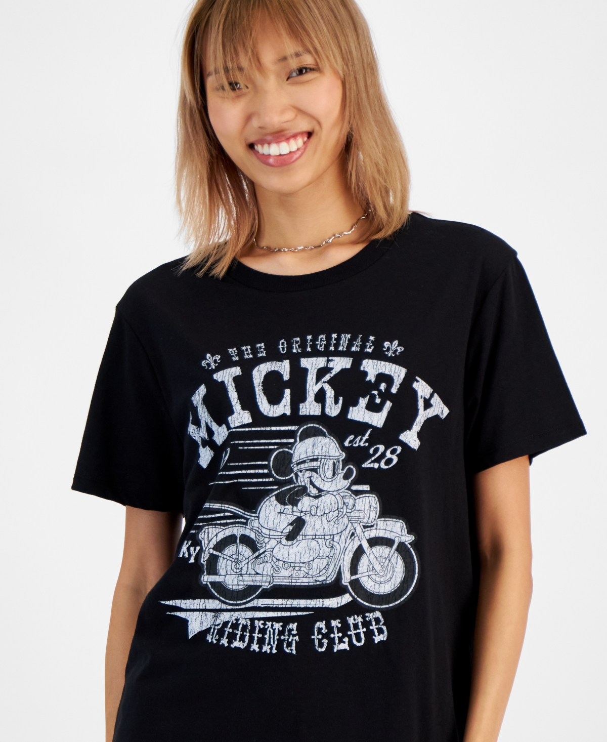 Disney Juniors' Mickey Motorcycle Club Cotton Crewneck Tee