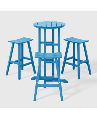 Outdoor Patio Bar Height Table and Bar Stool 4-Piece Dining Set