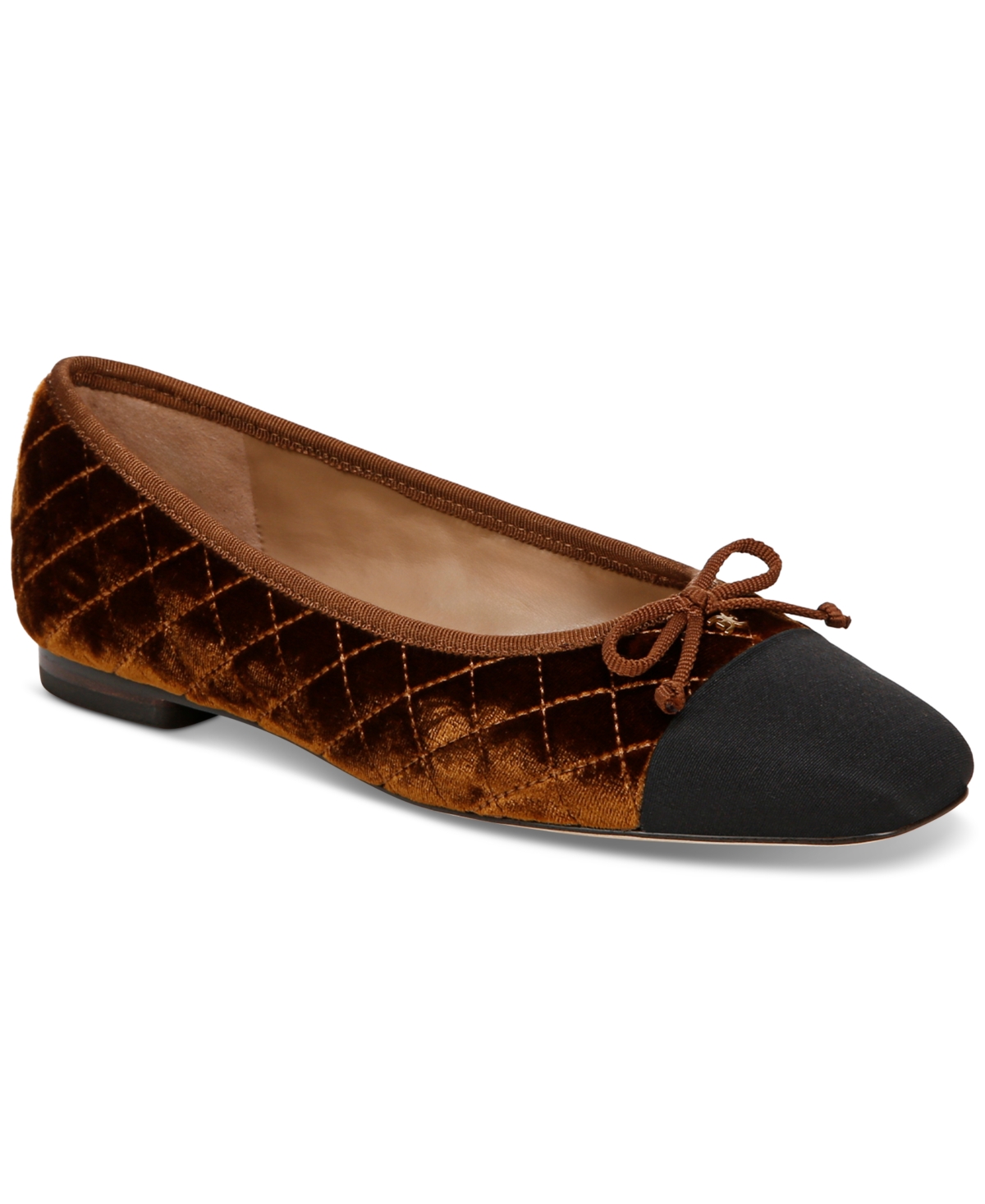 Shop Sam Edelman Women's Marilyn Cap-toe Ballet Flats In Spiced Camel Boucle,black