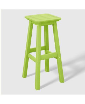 29" HDPE Outdoor Patio Square Bar Stools (Set of 3)
