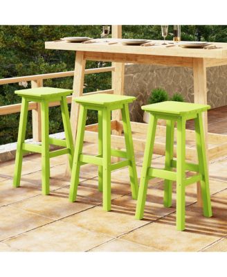 29" HDPE Outdoor Patio Square Bar Stools (Set of 3)