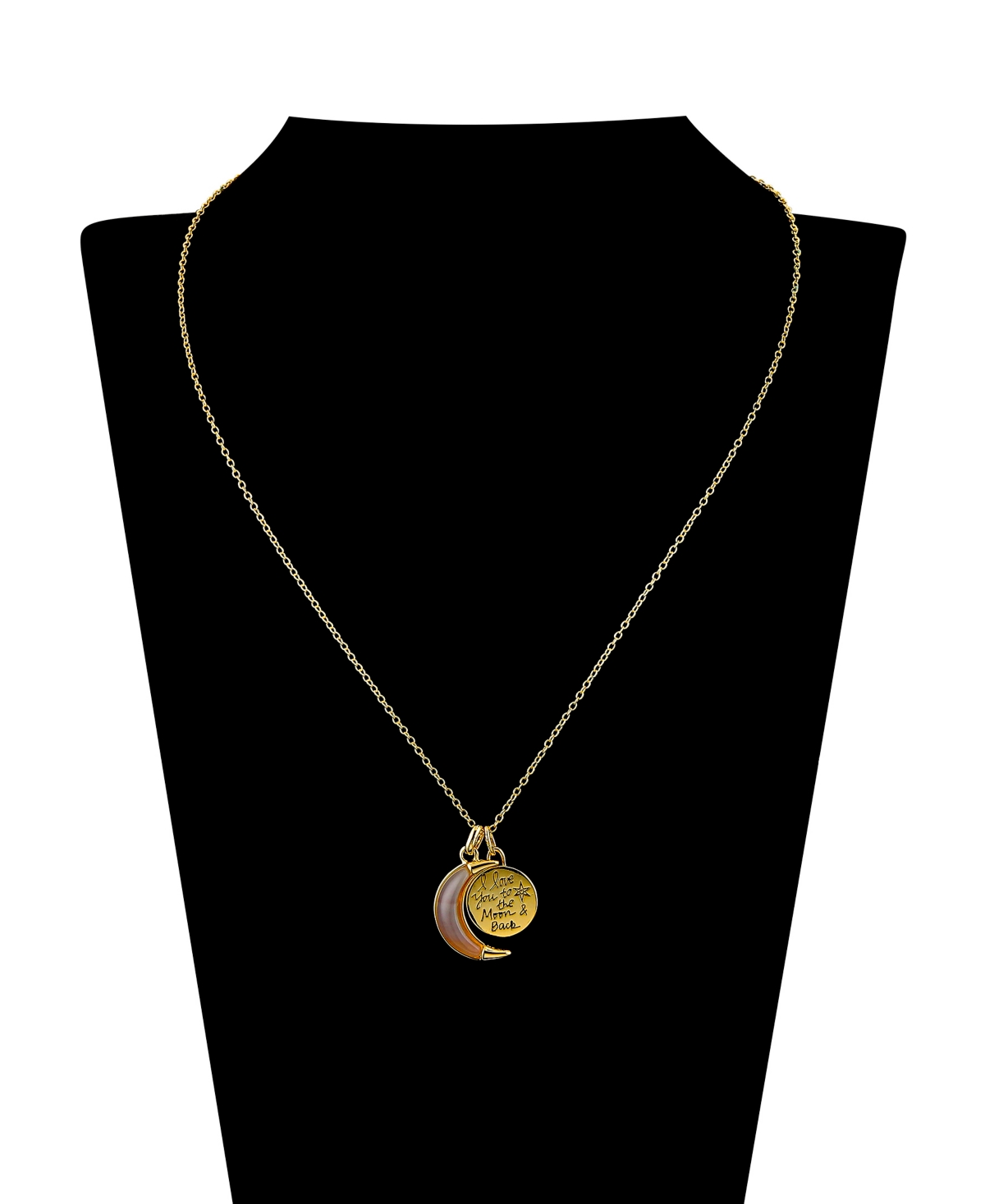 Shop Unwritten Agate Moon I Love You To The Moon And Back Charm Pendant Necklace In Gold