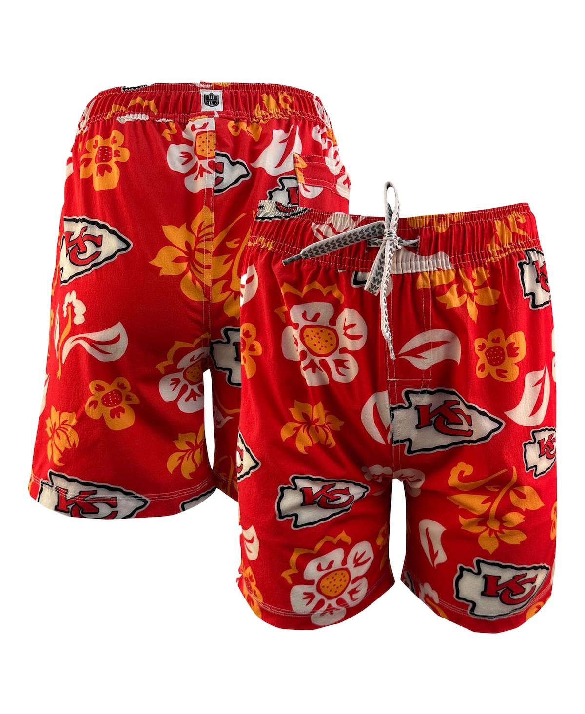 Wes & Willy Wes Willy Big Boys And Girls Red Kansas City Chiefs Floral Volley Swim Trunks