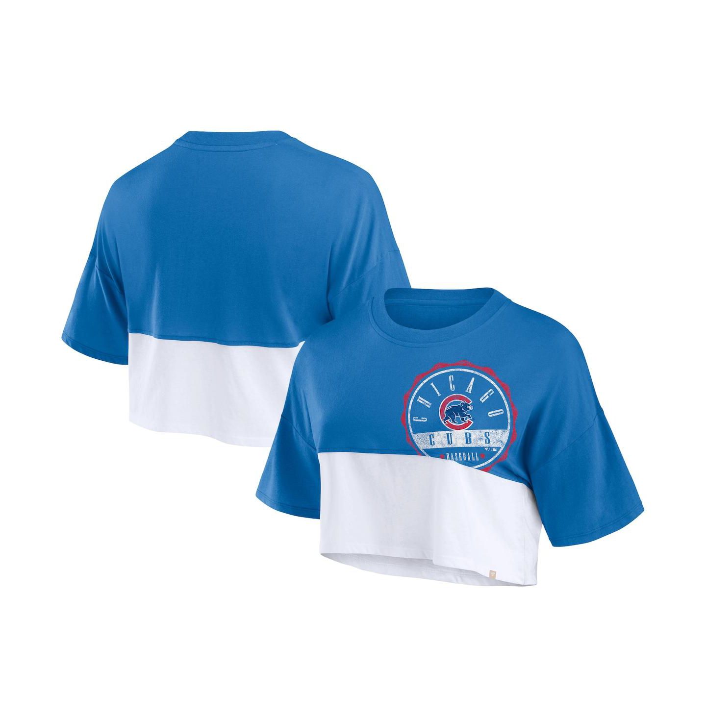Женская футболка Fanatics Royal/ Chicago Cubs Color Split Boxy Cropped — фото 1