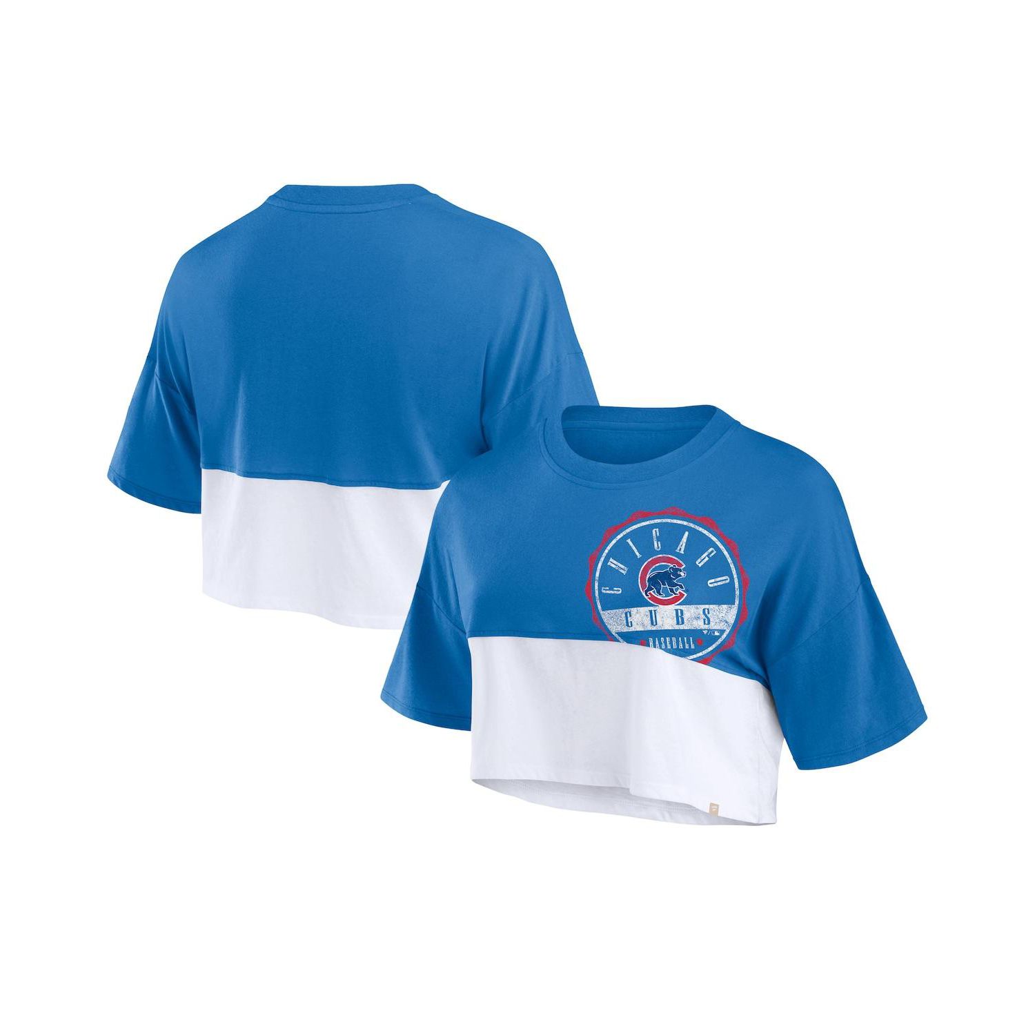 Women's Royal/ Chicago Cubs Color Split Boxy Cropped T-Shirt