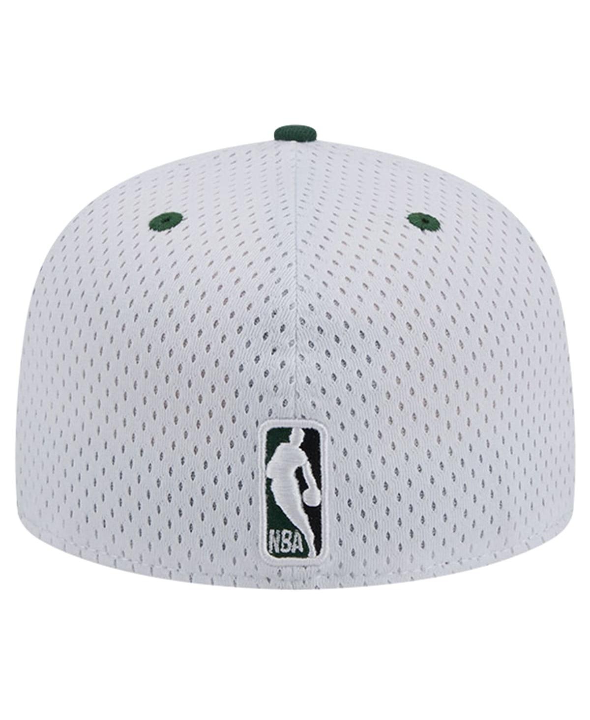 NEW ERA MEN'S WHITE/HUNTER GREEN MILWAUKEE BUCKS THROWBACK 2TONE 59FIFTY FITTED HAT 