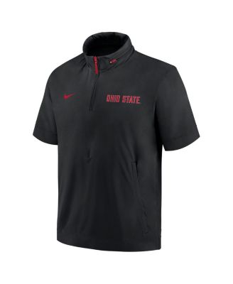 Men's Black Ohio State Buckeyes 2024 Sideline Coach Short Sleeve Half-Zip Hoodie Jacket