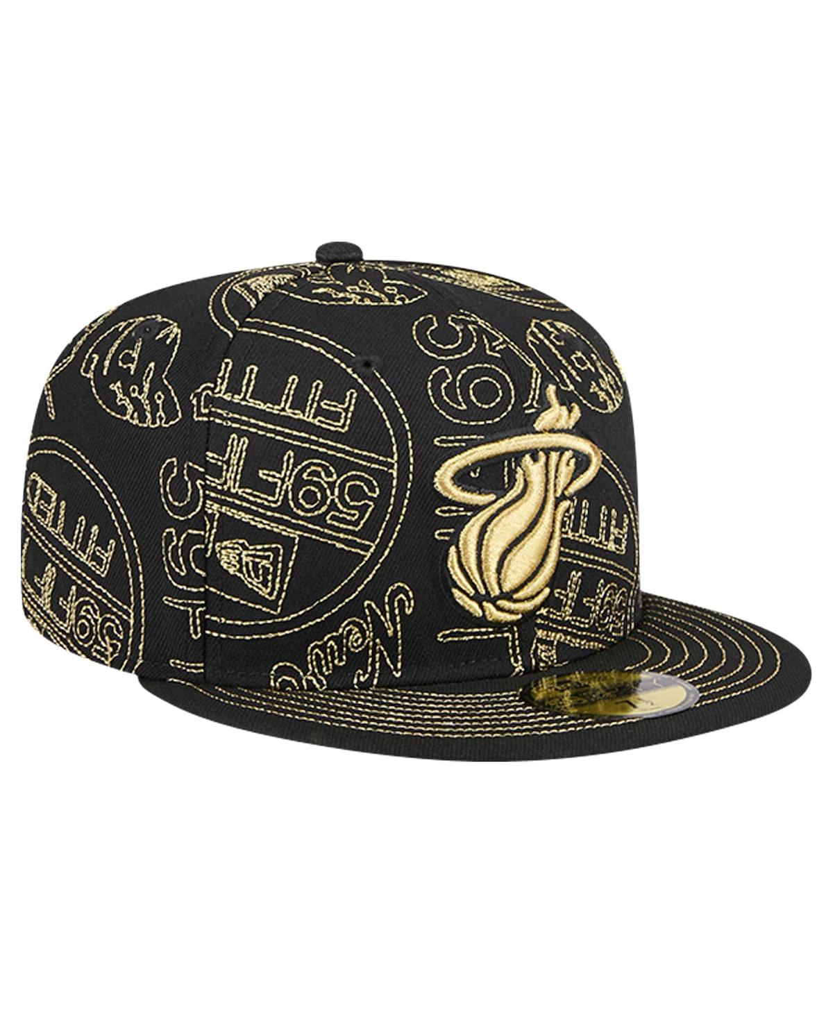 NEW ERA MEN'S MIAMI HEAT 59FIFTY DAY ALLOVER PRINT STENCIL FITTED HAT 