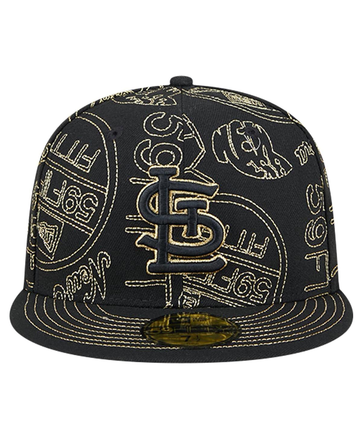 New Era Men's St. Louis Cardinals 59fifty Day Allover Fitted Hat In Black