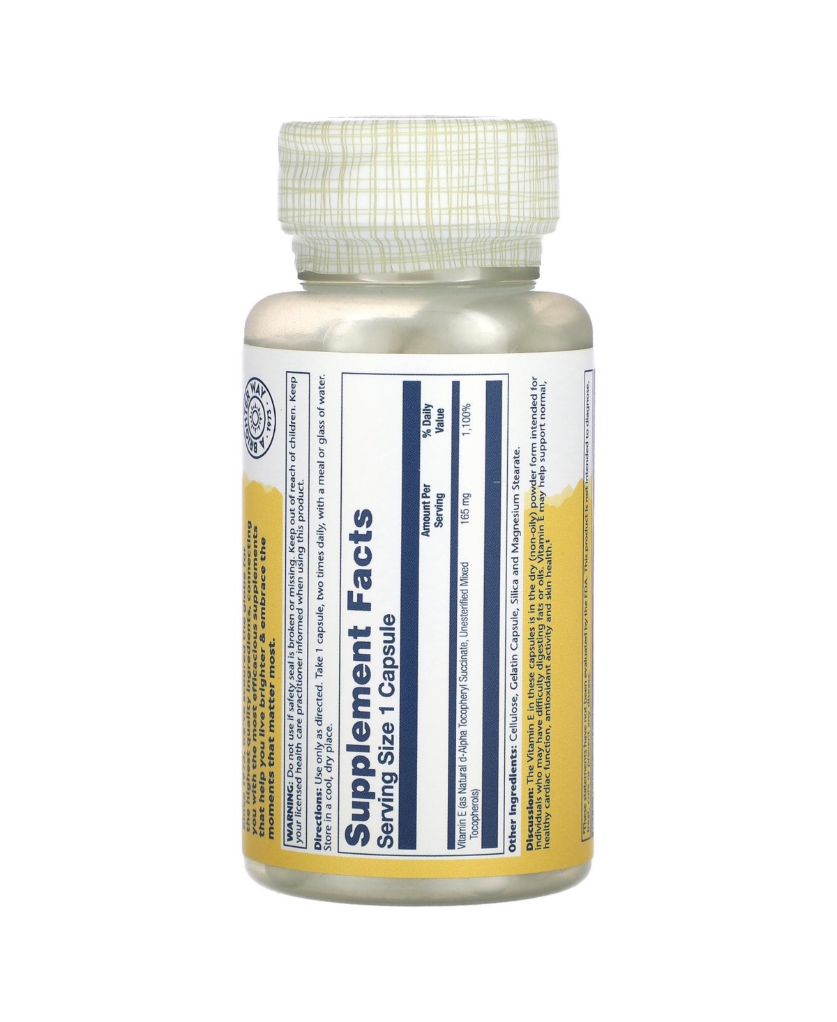 Solaray Dry Form Vitamin E Natural Source with Mixed Tocopherols 165 mg - Capsules