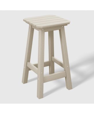 24" HDPE Outdoor Patio Counter High Backless Square  Set of 3