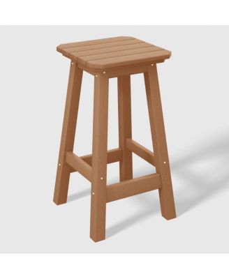 24" HDPE Outdoor Patio Counter High Backless Square  Set of 2