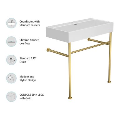 Streamdale 30" Ceramic Console Sink with Gold Legs