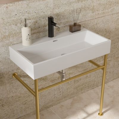 Streamdale 30" Ceramic Console Sink with Gold Legs