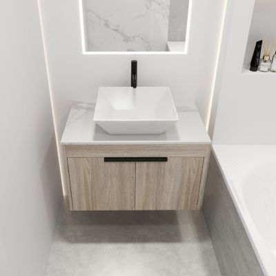 30" Modern Design Float Bathroom Vanity With Ceramic Basin Set