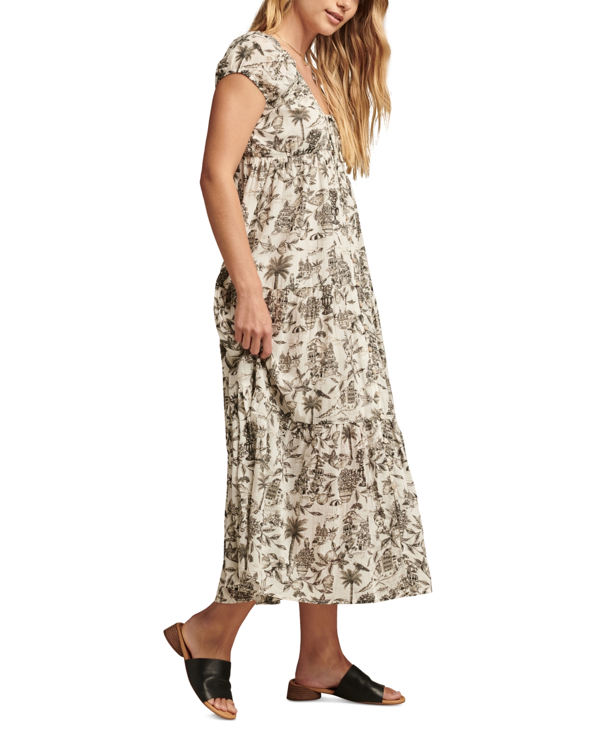 Lucky Brand Women's Utility Cinched-Waist Parachute Midi Dress
