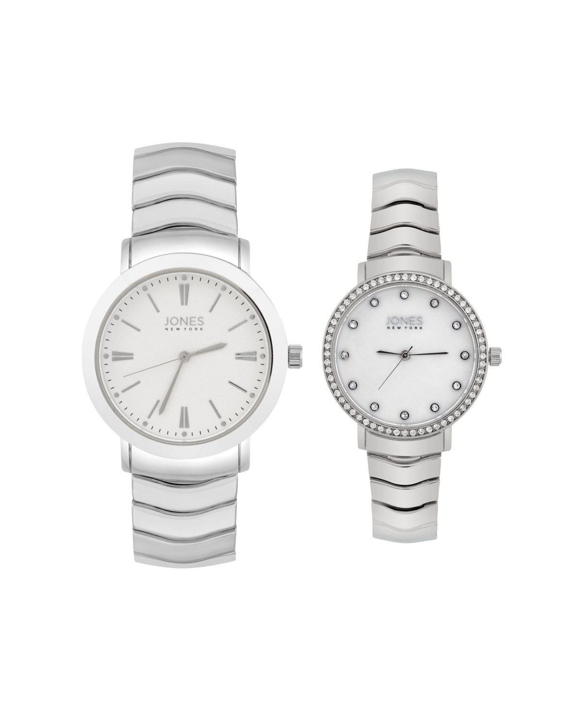 Men and Women's Quartz Silver Alloy Watch 34mm and 30mm - Silver