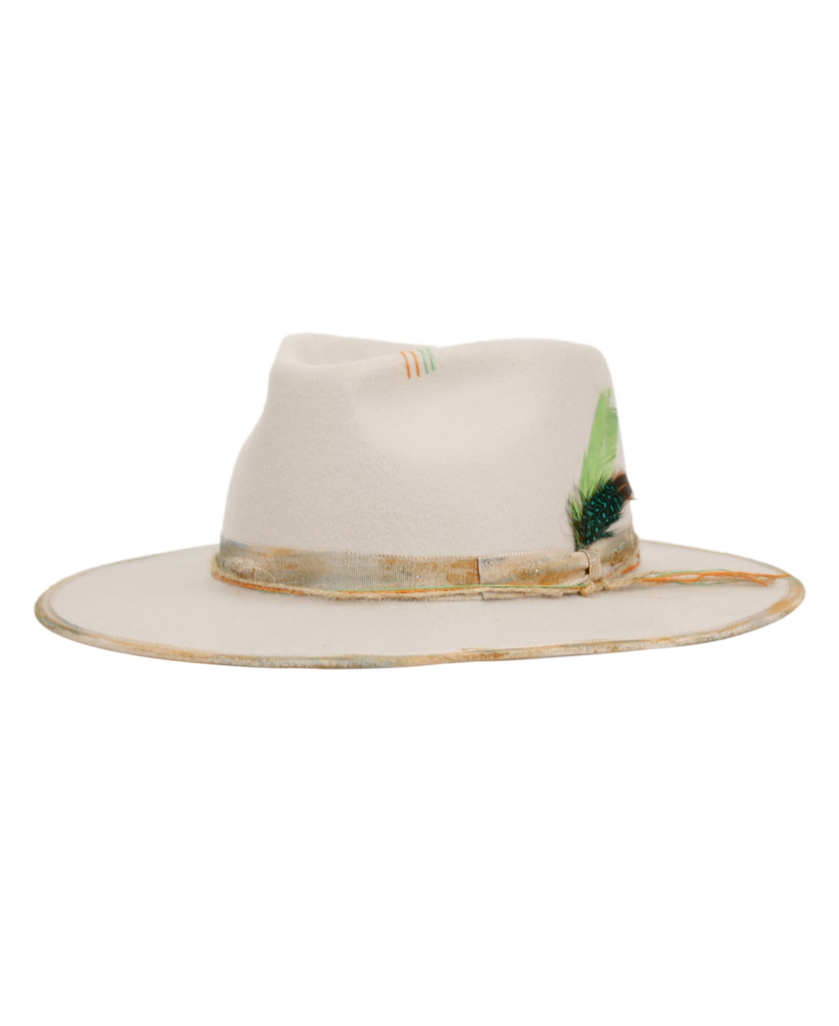Vintage-Like Flat Brim Felt Fedora Ranch Hat - Lt Gray