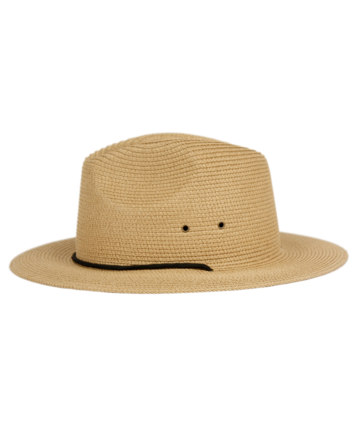Angela & William Panama Straw Fedora Sun Hat With Chin Cord In Natural