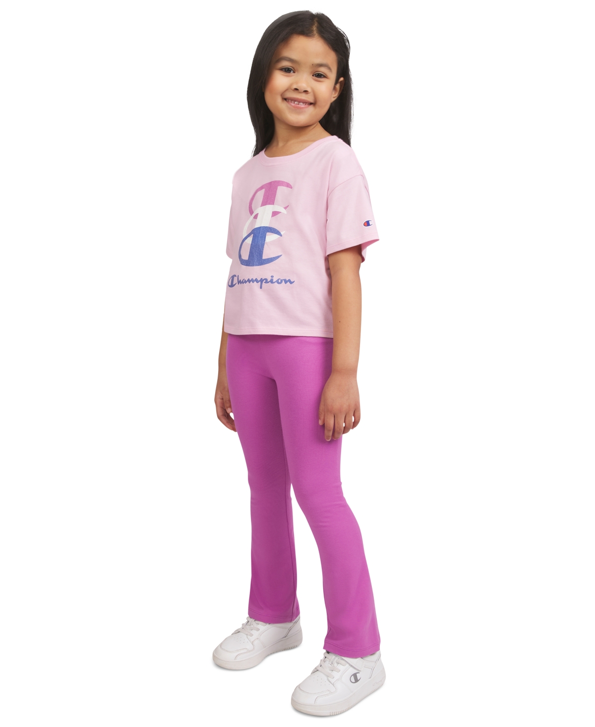 Champion Little Girls Logo Graphic T-Shirt & Flare Leggings, 2 Piece Set