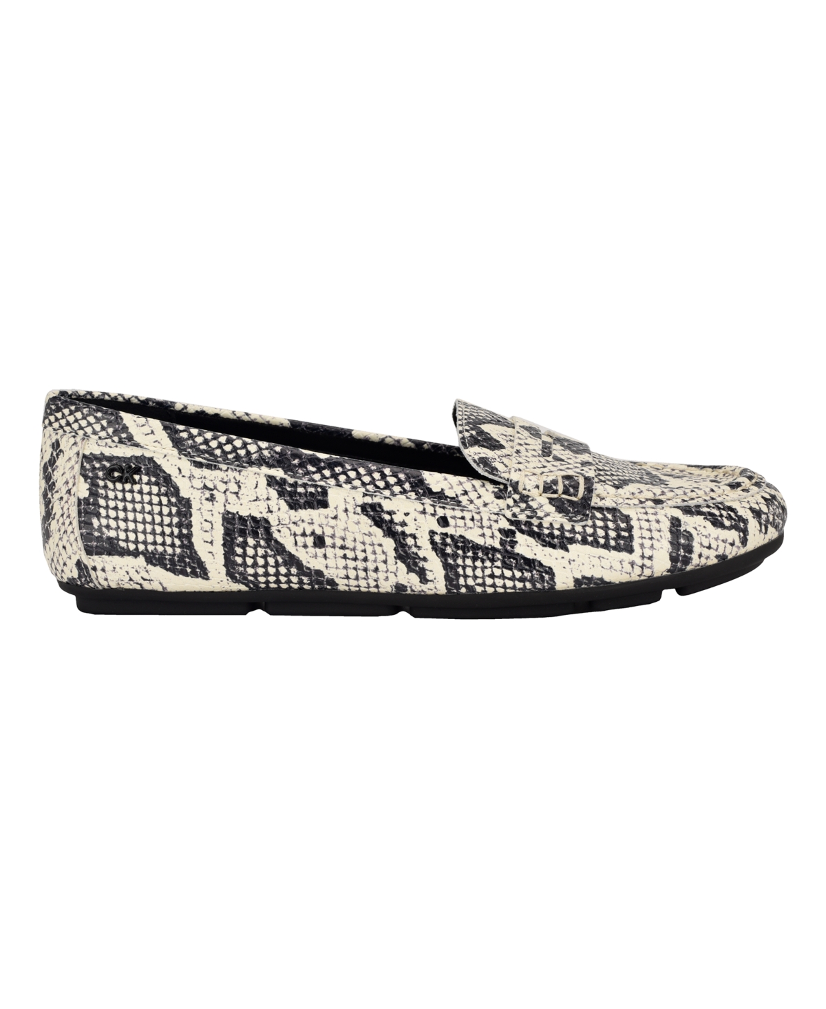 Calvin Klein Women's Lunya Slip-On Casual Flat Loafers -White Snake