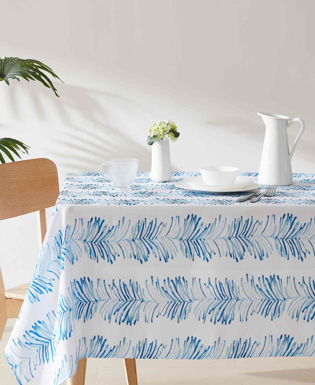 Avanti Seagrass Stripe Water-resistant Indoor And Outdoor Tablecloth, 60" X 84" Rectangle In Blue