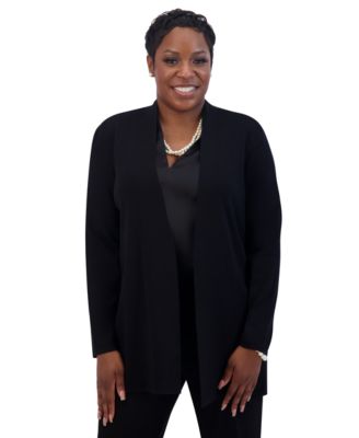 Women's Collarless Open-Front Cardigan