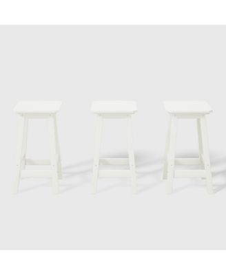 24" HDPE Outdoor Patio Counter High Backless Square Set of 3
