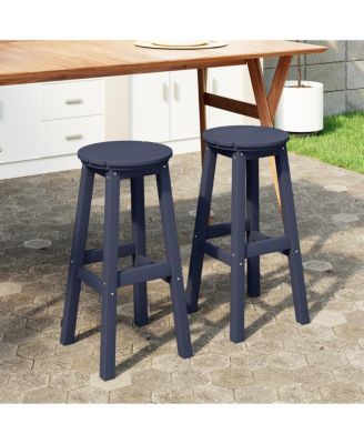 29" HDPE Outdoor Patio Round Bar Stool Set of 2