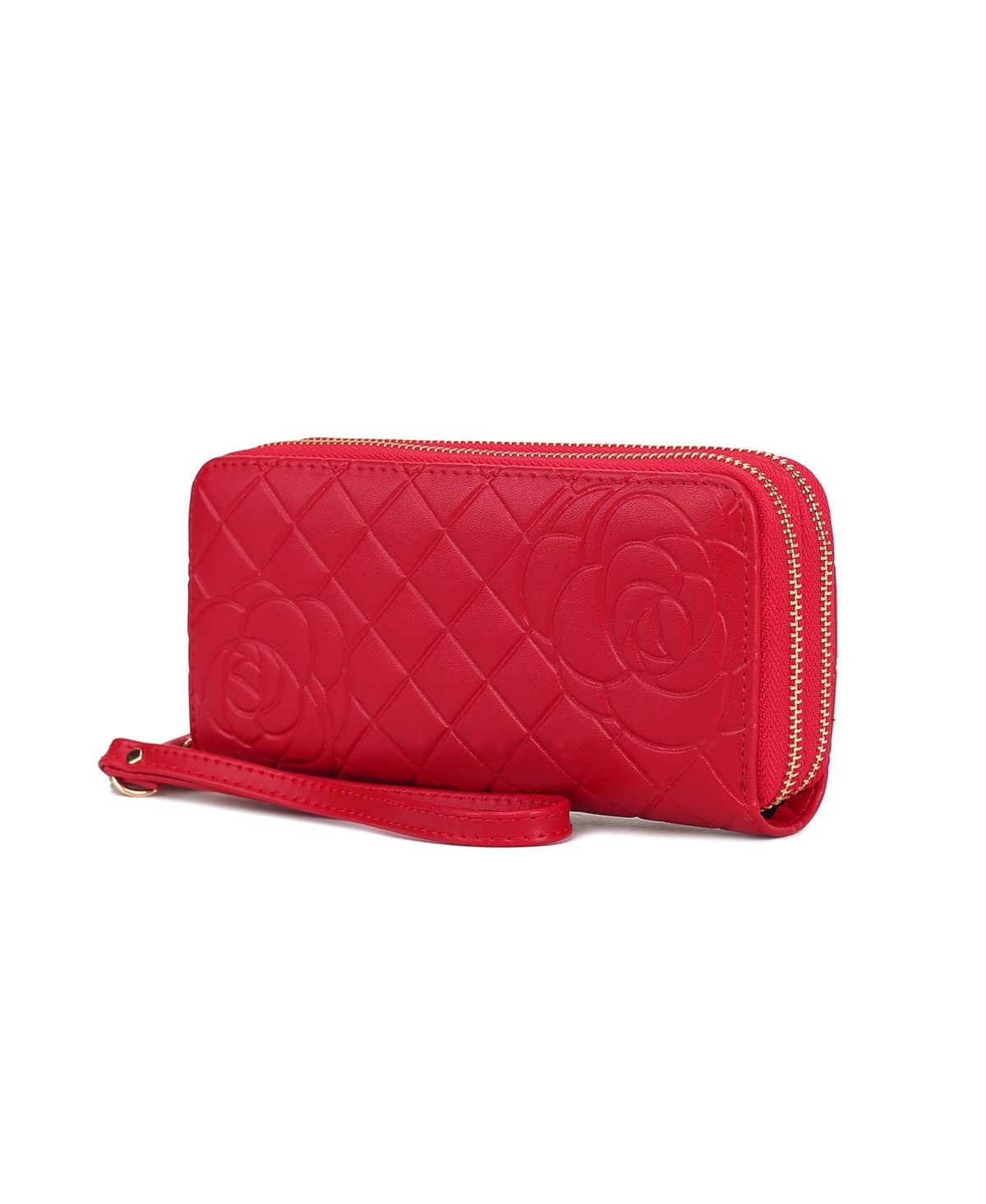 Mkf Collection Honey Genuine Material Quilted Flower-Embossed Wristlet Wallet by Mia K