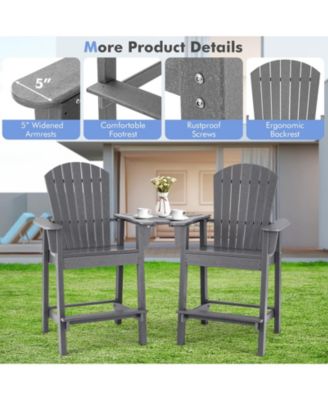 2 Pieces HDPE Tall Adirondack Chair with Middle Connecting Tray