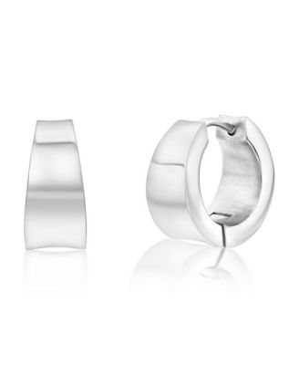 Stainless Steel or Black Plated over Stainless Steel Polished Huggie Earrings