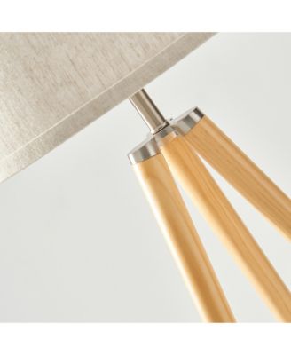 Emma 61" LED Contemporary Tripod Floor Lamp with Wooden Legs