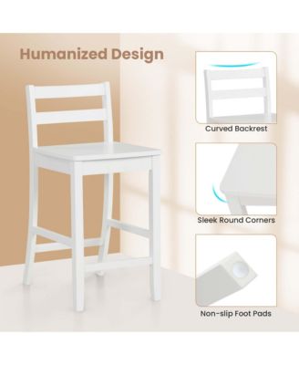 24-Inch Wooden Bar Stools Set of 4 with Ergonomic Backrest Counter Height Stools