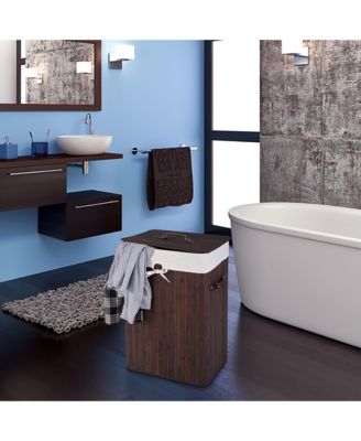 Rectangle Bamboo Hamper Laundry Basket Washing Cloth Bin Lid