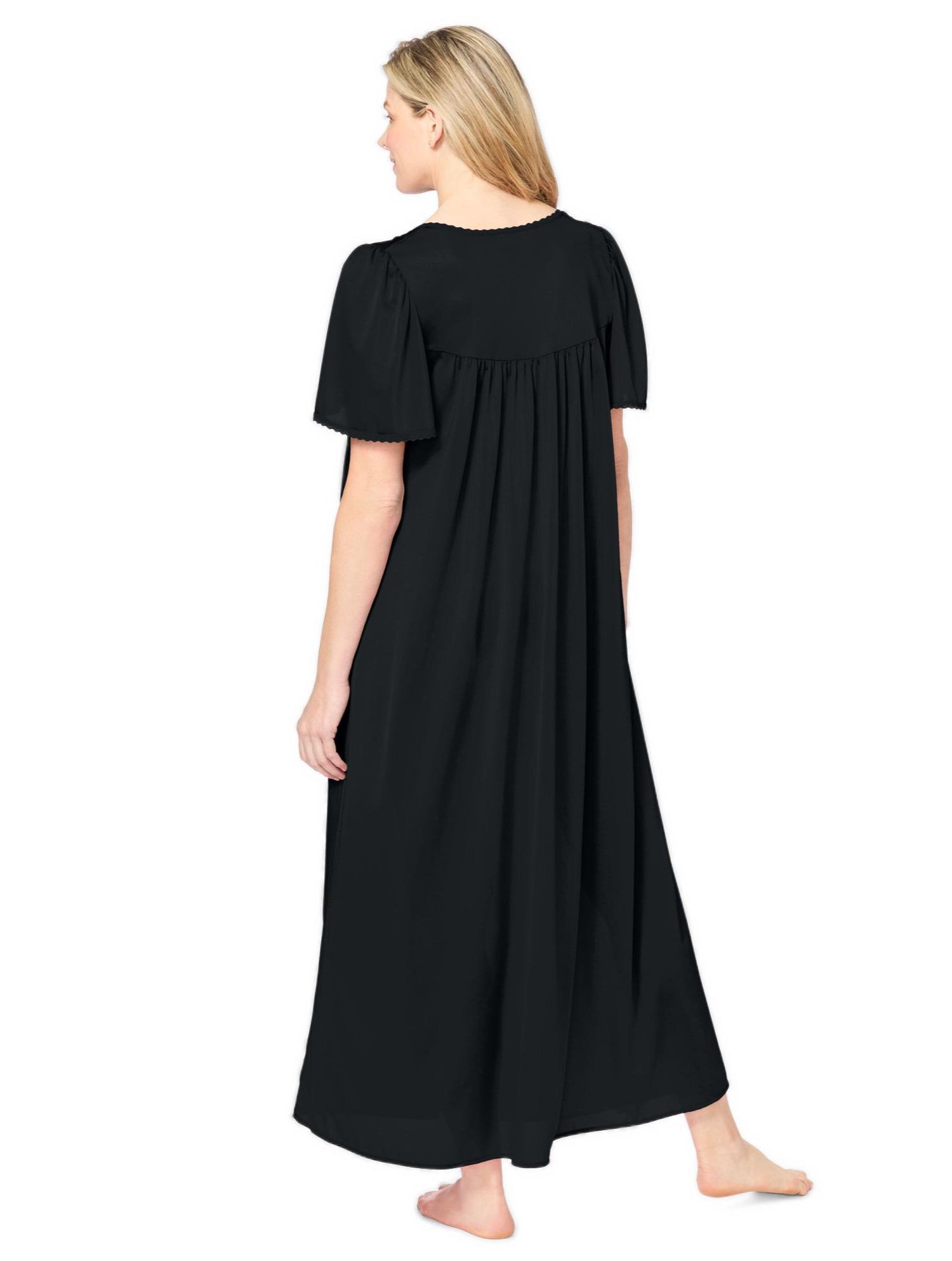 Plus Size Only Necessities Long Silky Lace-Trim Gown