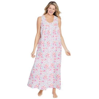 Plus Size Only Necessities Long Sleeveless Floral Nightgown