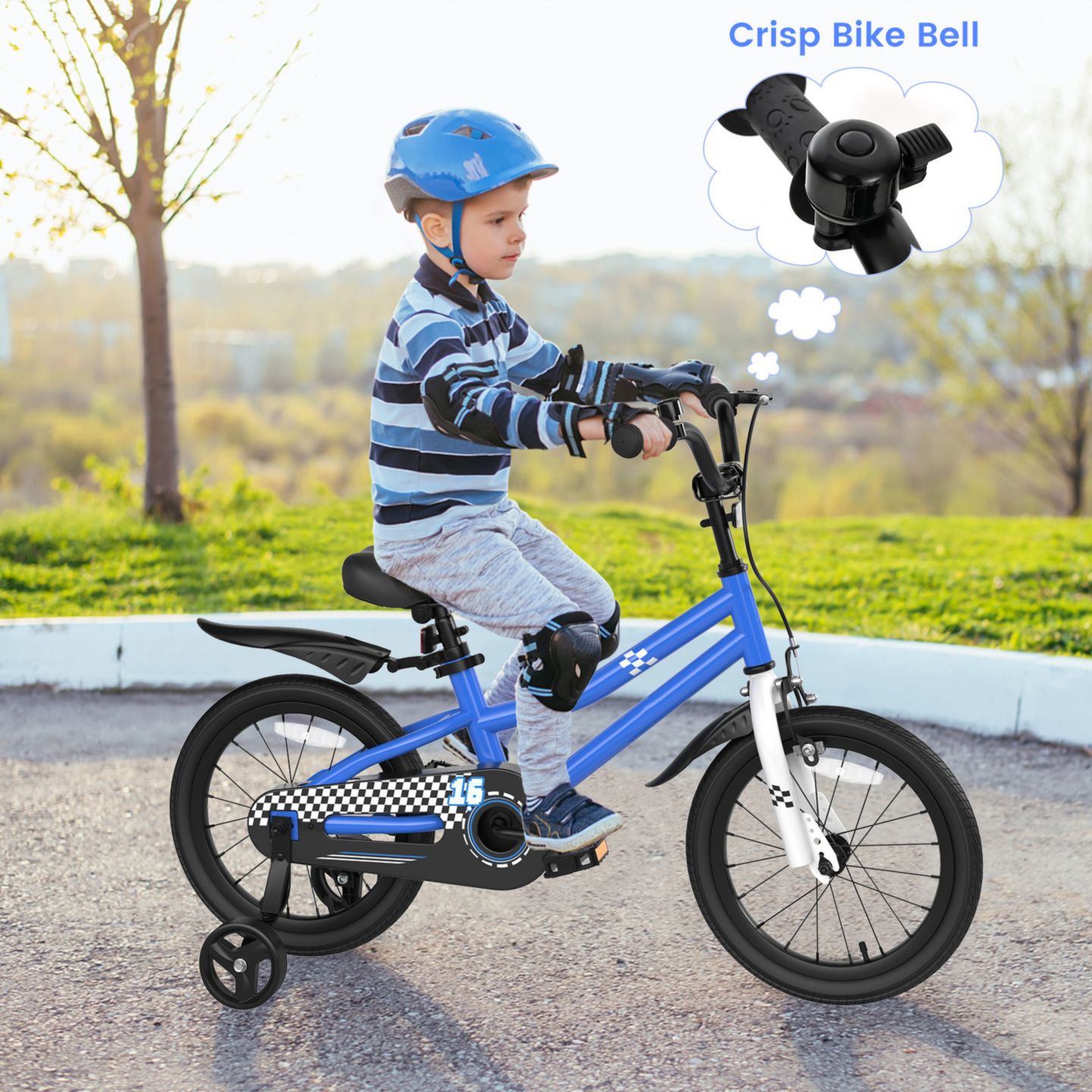 Детская игрушка Slickblue 16 Inch Removable Training Wheels Kids Bike, 4–7 лет, цвет: Тёмно-синий — фото 3