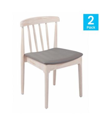Charlize Set Of 2 Solid Wood Dining Chairs With Spindle Backrests And Vinyl Seats