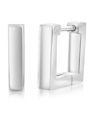 Stainless Steel, Gold Plated or Black Pated Over Stainless Steel 12mm Square Huggie Earrings