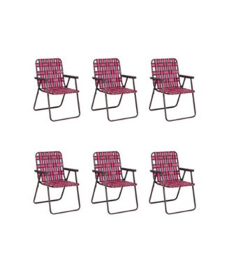 6 pcs Folding Beach Chair Camping Lawn Webbing Chair