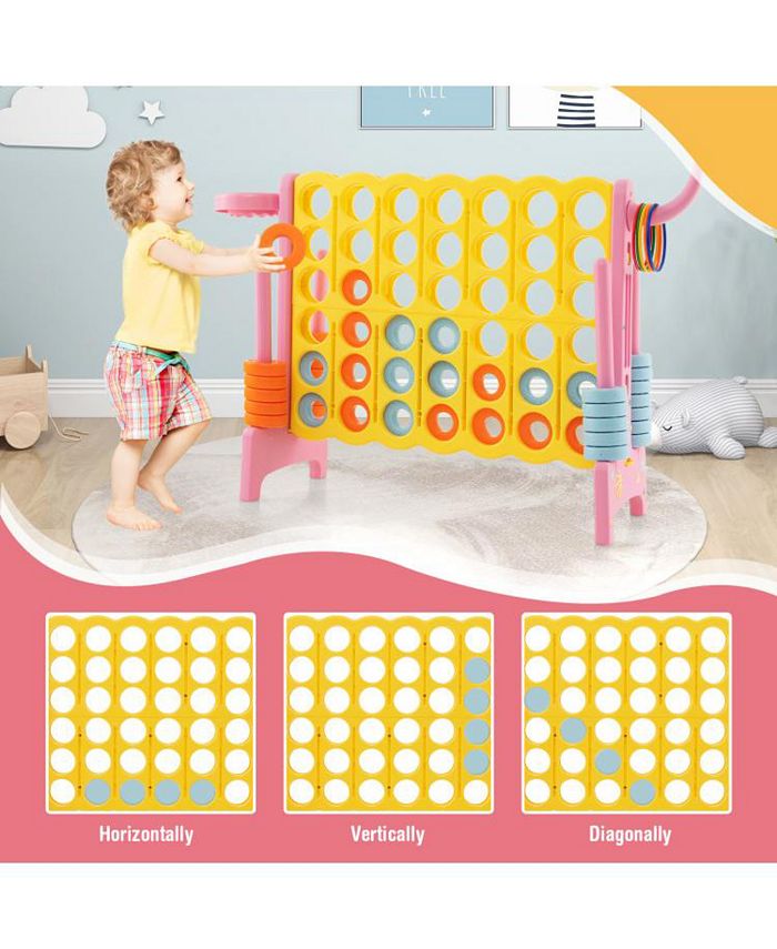 4-in-a-Row Connect Game with Basketball Hoop - Blue