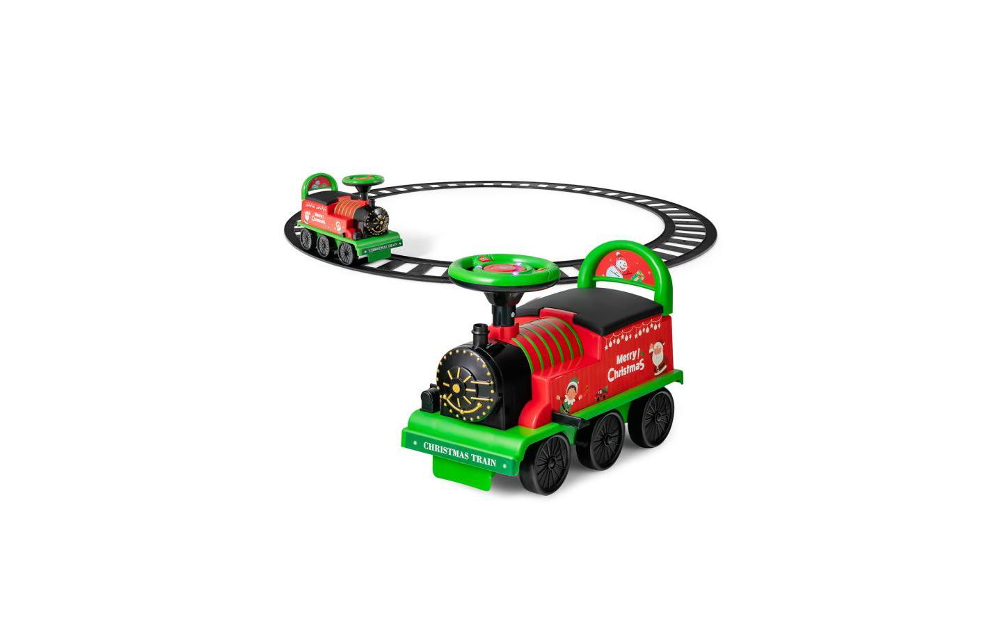Детские игрушки Slickblue Electric Ride-On Train with 16-Piece Tracks, Ages 3+, цвет: Зелёный — фото 1
